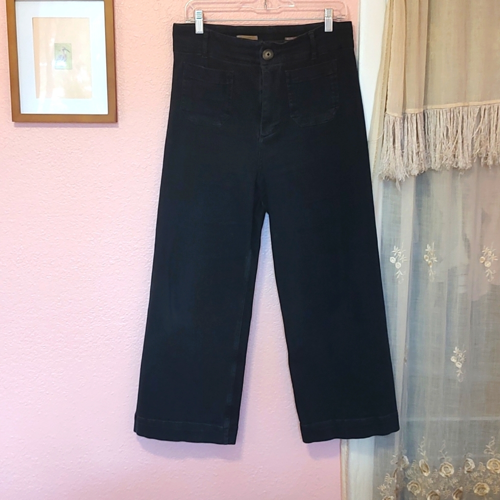 Pilcro Anthropologie Black Wide leg jeans sailor 29